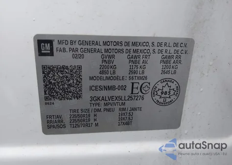 2020 GMC Terrain Awd Slt из США, поврежденный, VIN 3GKALVEX5LL257276